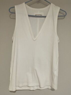 We The Free Cream V-Neck Ribbed Tank Top
